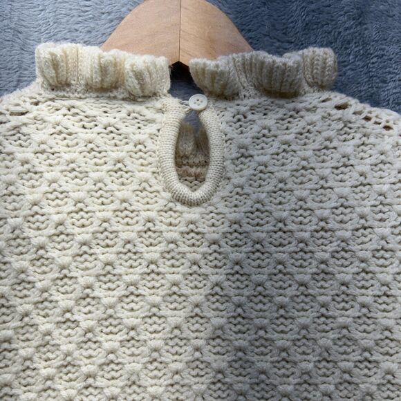 Vintage Cream Sweater Womens Large Boho Granola Ethereal Wool Ruffle 80s Y2K 90s - Picture 12 of 13